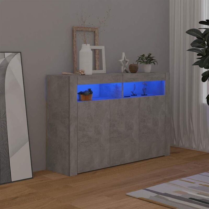 Vidaxl - Buffet avec lumières led gris béton 115,5x30x75 cm