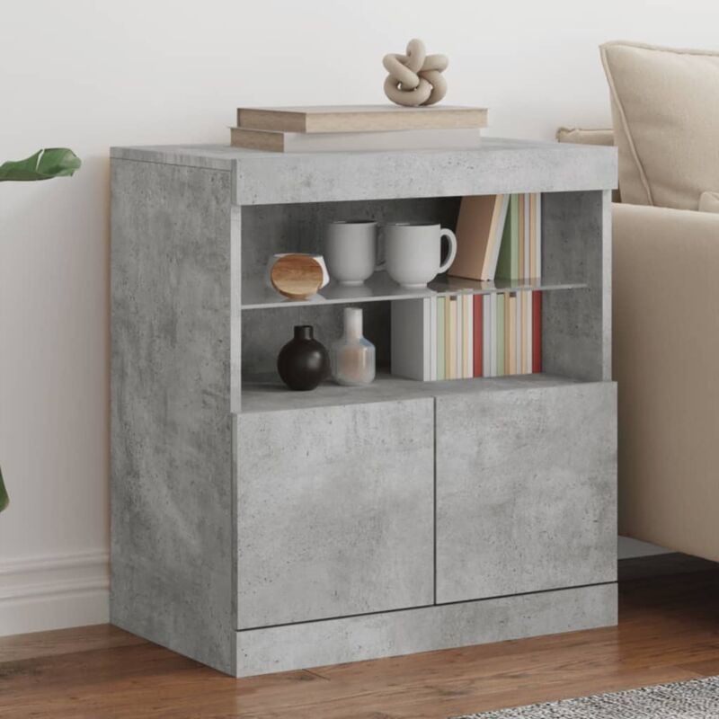 Vidaxl - Buffet avec lumières led gris béton 60x37x67 cm