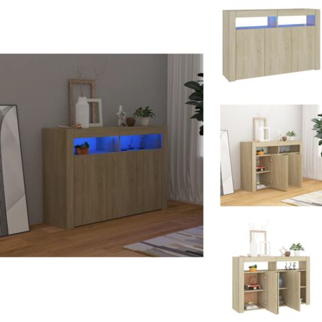 Buffet avec lumières LED chêne sonoma 115,5x30x75 cm - Meubles De Rangement - Buffet - Meuble Tv - Armoire Murale - Luminaire Led