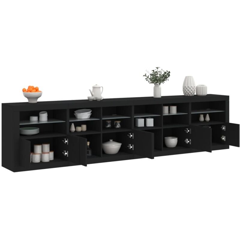 Vidaxl - Buffet avec lumières led noir 283x37x67 cm