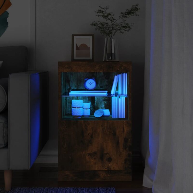 Vidaxl - Buffet avec lumières led chêne fumé 41x37x67 cm