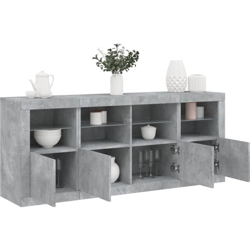 Vidaxl - Buffet avec lumières led gris béton 163x37x67 cm