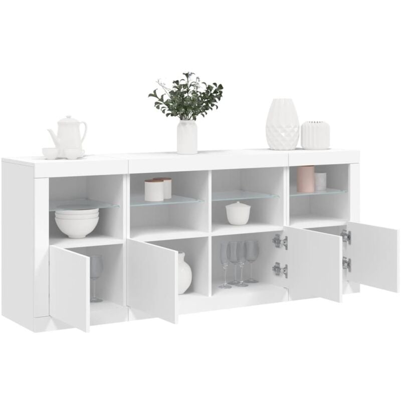 Vidaxl - Buffet avec lumières led blanc 163x37x67 cm