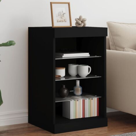 Buffet avec lumières LED-Meuble de rangement à LED noir 41x37x67 cm 692641
