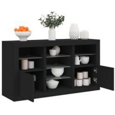 Buffet avec lumières LED noir 123x37x67