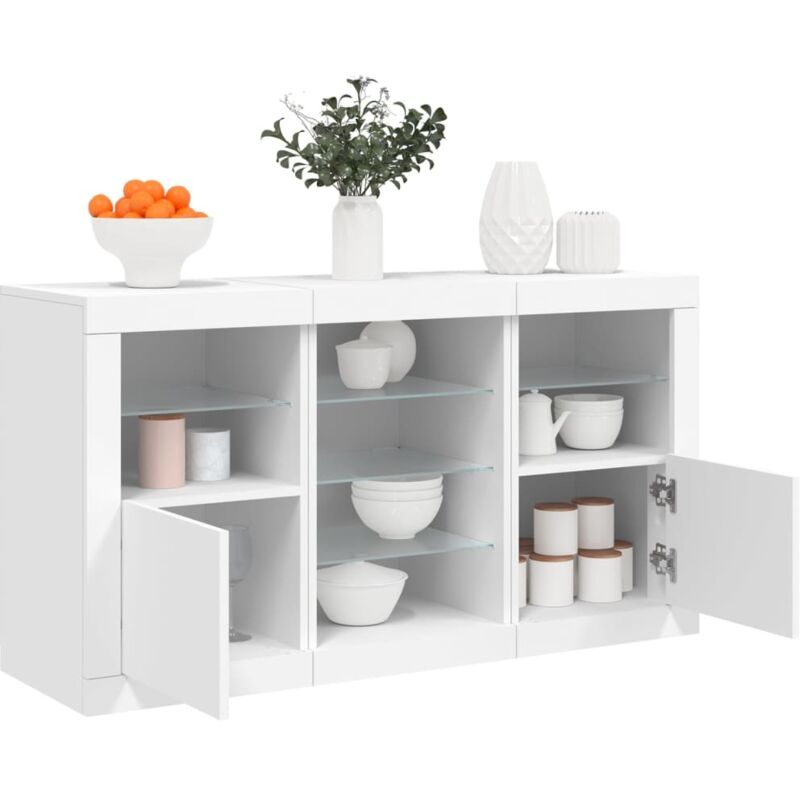 Buffet avec lumières LED blanc 123x37x67 cm vidaXL
