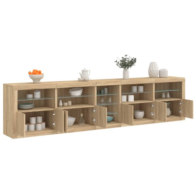 Vidaxl - Buffet avec lumières led chêne sonoma 283x37x67 cm