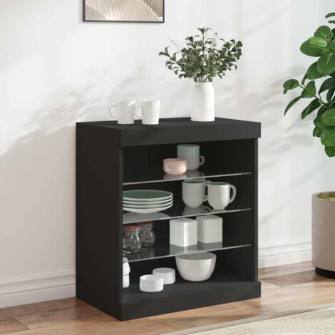 Buffet avec lumières LED noir 60,5x37x67 cm vidaXL