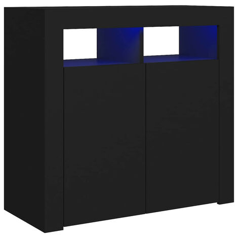 Buffet avec lumières LED Noir 80x35x75