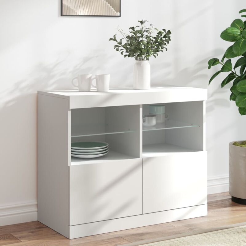 Vidaxl - Buffet avec lumières led blanc 81x37x67 cm