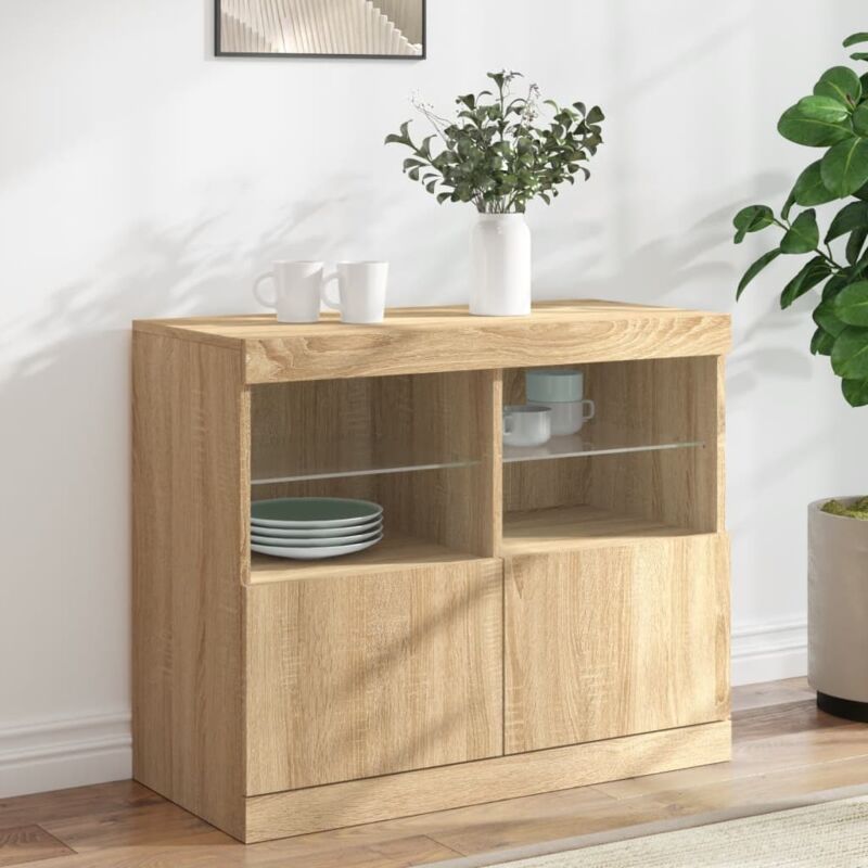 Vidaxl - Buffet avec lumières led chêne sonoma 81x37x67 cm