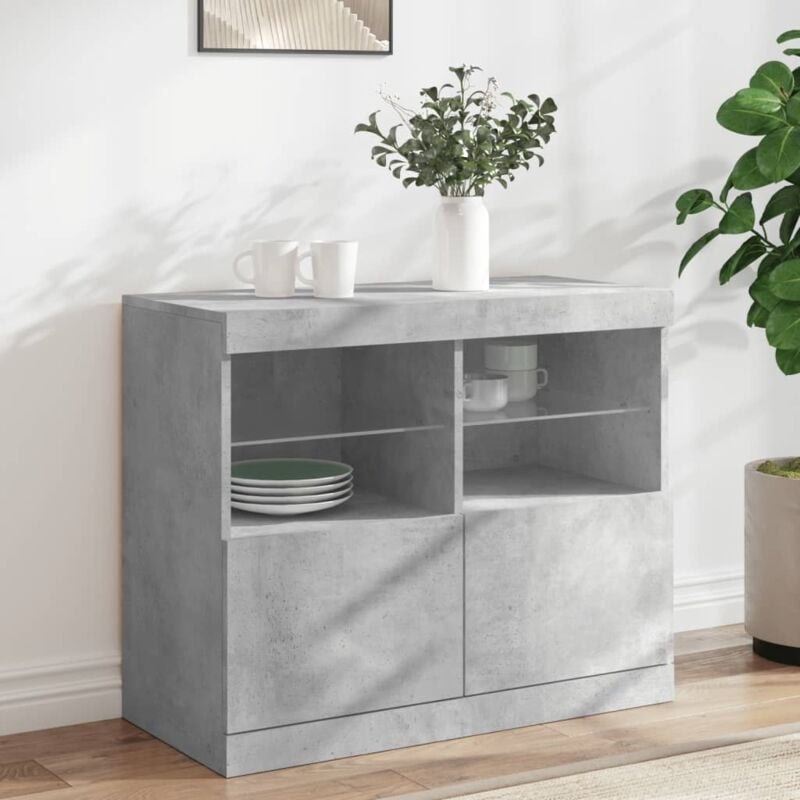 Vidaxl - Buffet avec lumières led gris béton 81x37x67 cm