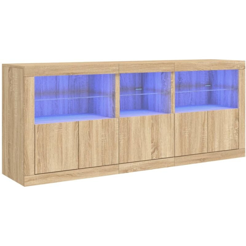 vidaXL Buffet avec lumières LED chêne sonoma 162x37x67 cm