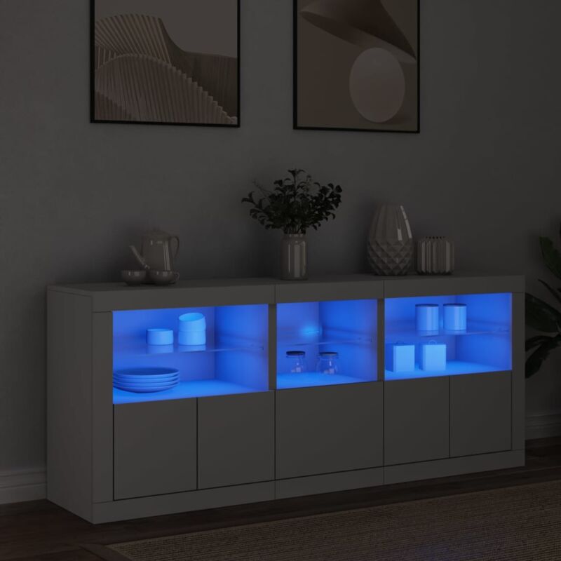 Vidaxl - Buffet avec lumières led blanc 162x37x67 cm