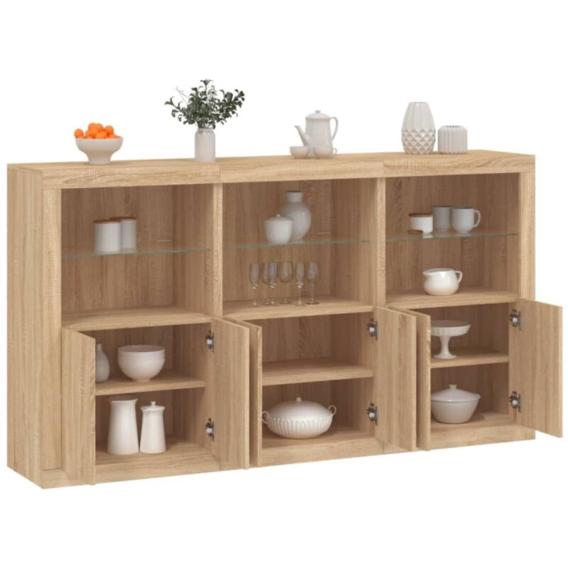 Buffet avec lumières led chêne sonoma 181,5x37x100 cm