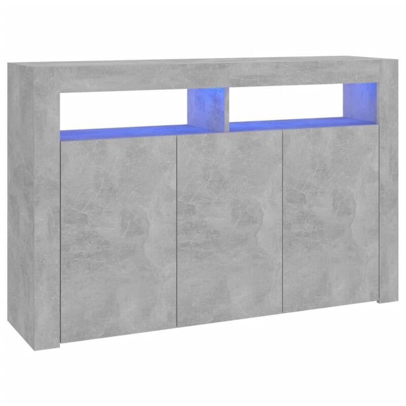 Buffet avec lumières LED, Commode Armoire Luxueux, pour Salon Chambre Entrée Cuisine, Gris béton 115,5x30x75 cm OIB8147E