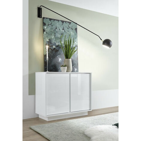 Buffet avec miroir ICE blanc laqué 92 cm