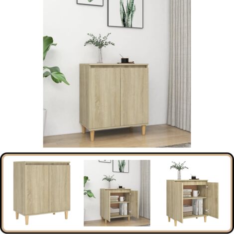 Buffet avec pieds en bois Chêne sonoma Bois d'ingénierie - Buffet - Armoire - Meuble De Rangement - Style Scandinave - Commode