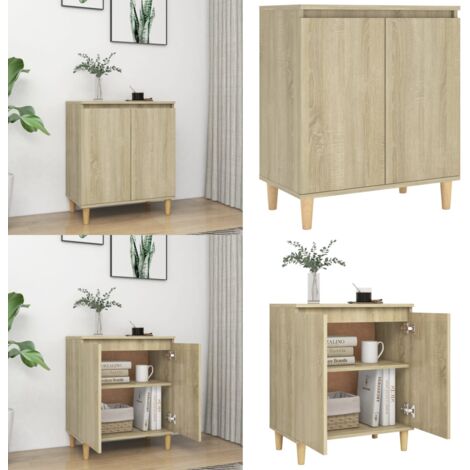 Buffet avec pieds en bois Chêne sonoma Bois d'ingénierie - Buffet - Armoire - Meuble De Rangement - Style Scandinave - Commode - Home & Living