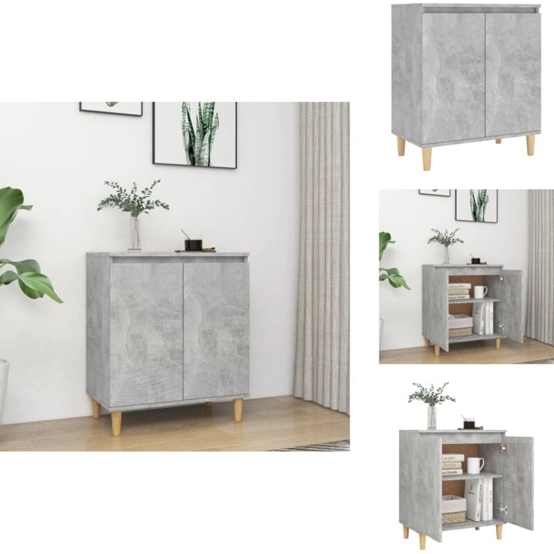 Vidaxl - Buffet avec pieds en bois Gris béton bois d'ingénierie - Buffet Scandinave - Buffet Gris - Meuble Rangement - Armoire Laterale - Commode