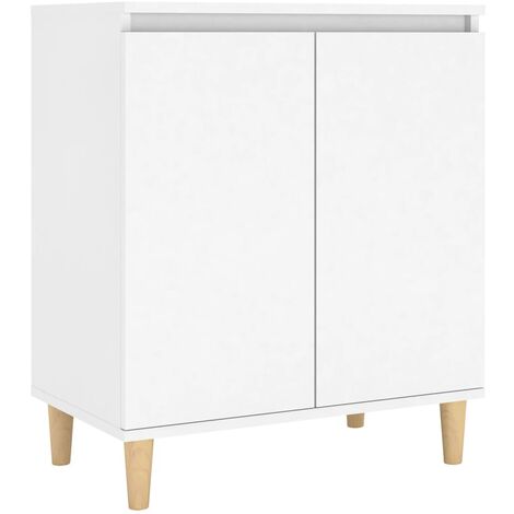 Buffet avec pieds en bois massif Blanc 60x35x70