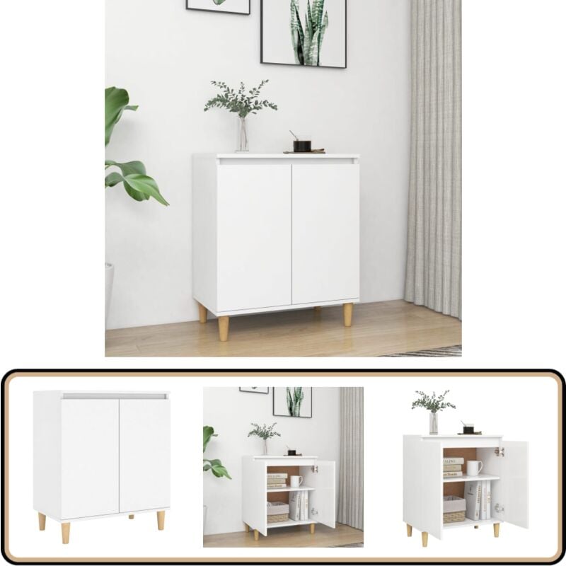 Vidaxl - Buffet avec pieds en bois massif blanc bois d'ingénierie - Buffet - Armoire - Meuble De Rangement - Style Scandinave - Meuble Tv