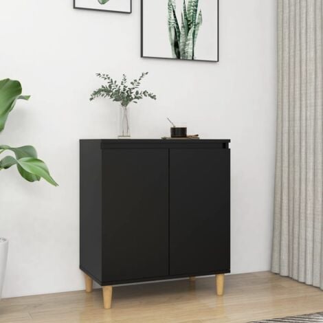 Buffet avec pieds en bois massif noir bois d'ingénierie vidaXL