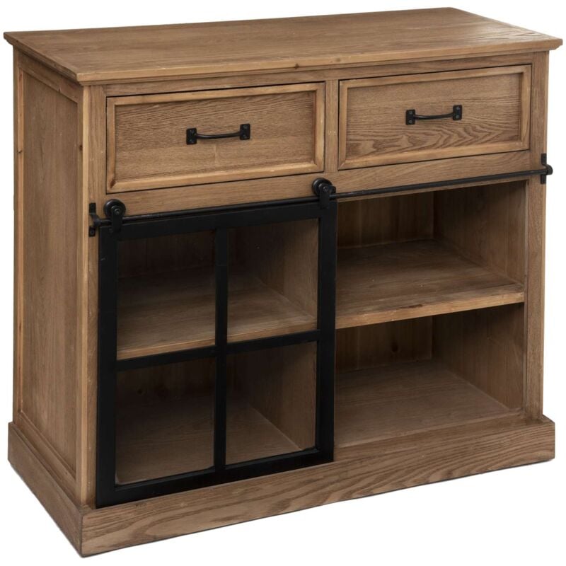 Buffet avec porte coulissante en verre danik