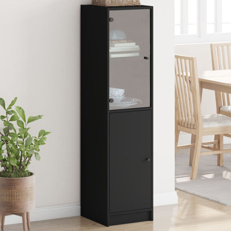 Vidaxl - Buffet avec porte en verre noir 35x37x142 cm