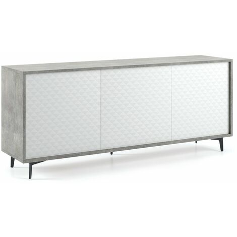 Buffet avec structure en ciment et portes Dama blanches.Ouverture push en béton avec portes DAMA blanches