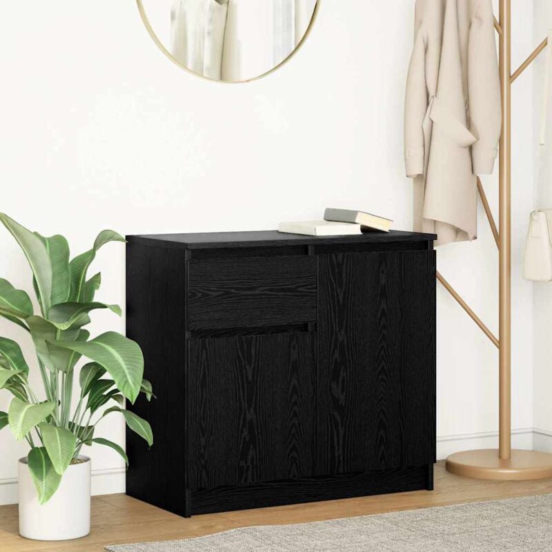 Vidaxl - Buffet avec tiroir chêne noir 71x35x65 cm bois d'ingénierie