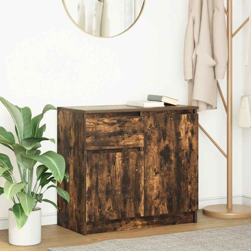 Vidaxl - Buffet avec tiroir chêne fumé 71x35x65 cm bois d'ingénierie