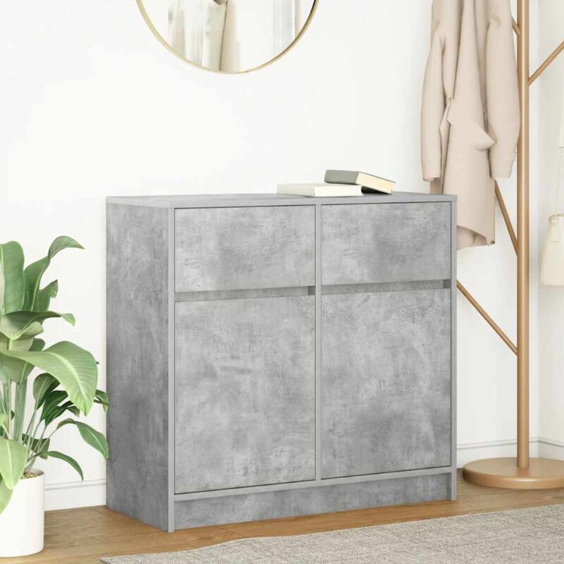 vidaXL Buffet avec tiroir gris béton 80x34x76 cm bois d'ingénierie