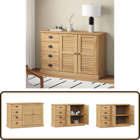 Buffet avec tiroirs VIGO 113x40x75 cm bois massif de pin - Buffet - Commode - Rangement - Mobilier - Bois Massif