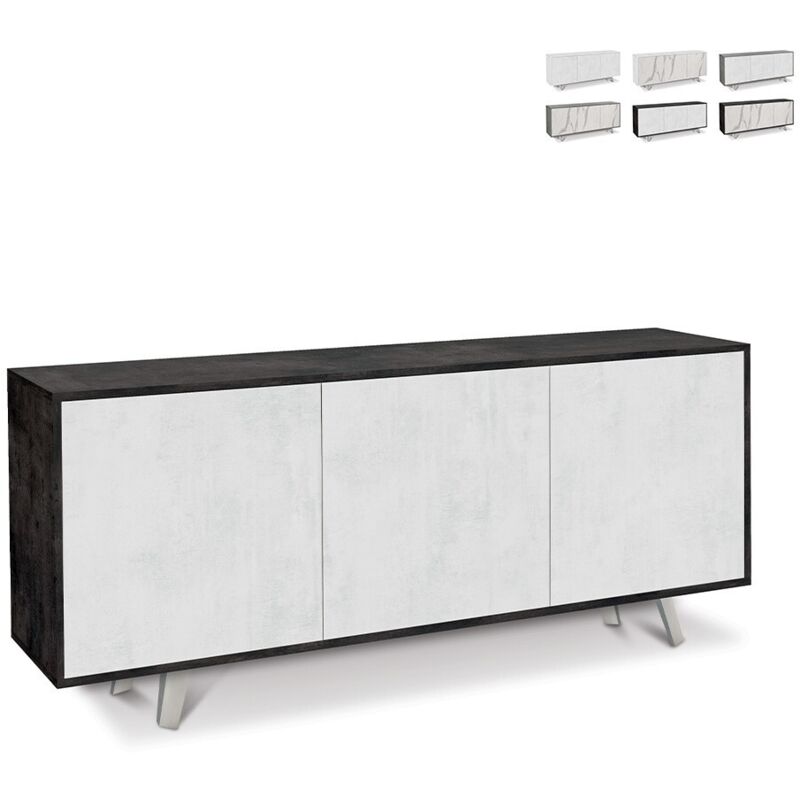 Sarmog - Buffet avec trois portes Oxyde Noir Blanc 177x41x h74 cm Sarmog - Buffet avec trois portes Oxyde Noir Blanc 177x41x h74 cm