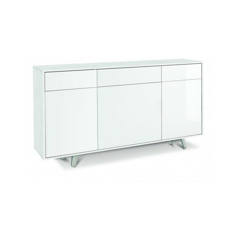 Sarmog - Buffet trois portes trois tiroirs blanc brillant Ossido 164x41x h92 cm