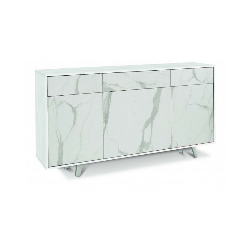 Sarmog - Buffet avec trois portes et trois tiroirs Marbre Bianco Ossido 164x41x h92 cm
