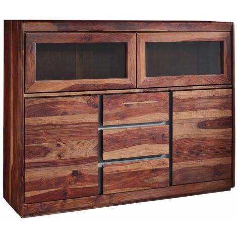 Buffet avec vitrine 150x40cm - Palissandre laqué Noble unique SYDNEY 103