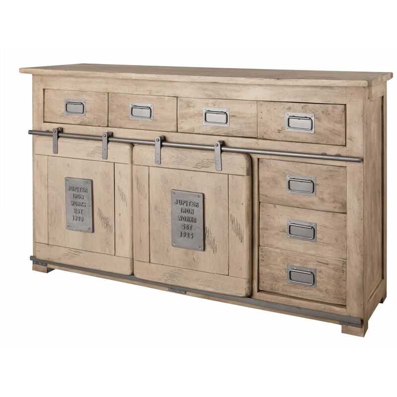 Buffet 150x45 Manguier laqué blanchi railway 320