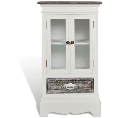 Buffet bahut armoire console meuble de rangement 2 portes et 1 tiroir blanc bois - Blanc