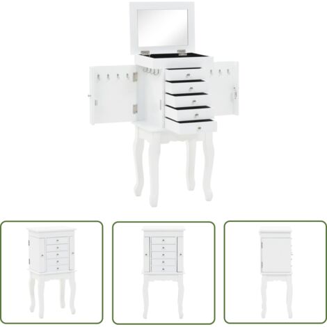 Buffet bahut armoire console meuble de rangement à bijoux sur pieds blanc