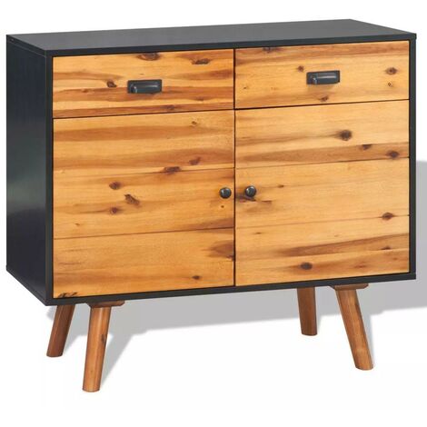 Buffet bahut armoire console meuble de rangement bois d'acacia massif 90 cm - Bois