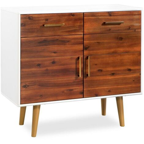 Buffet bahut armoire console meuble de rangement bois d'acacia massif 90 cm - Bois