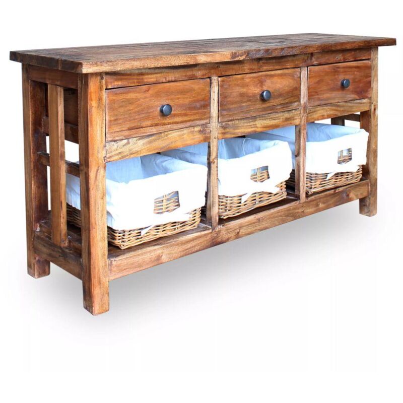 Helloshop26 - Buffet bahut armoire console meuble de rangement bois de récupération massif 100 cm