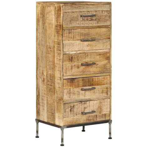 Buffet bahut armoire console meuble de rangement coffre à tiroirs 106 cm bois de manguier massif - Bois