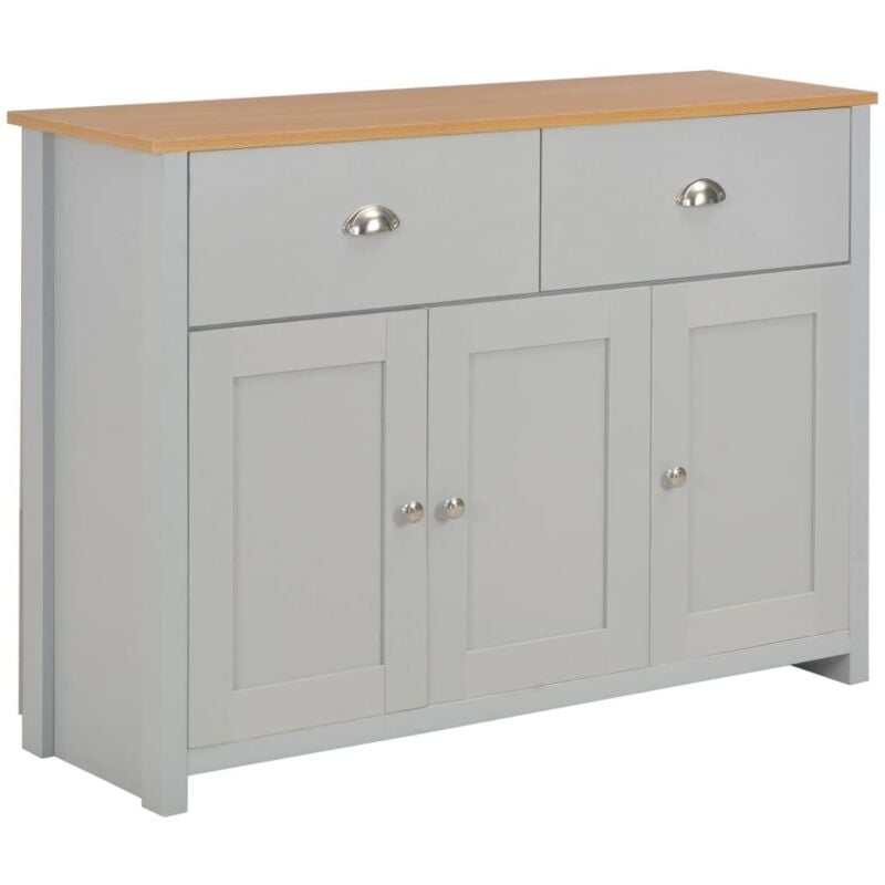 Buffet bahut armoire console meuble de rangement gris 112 cm