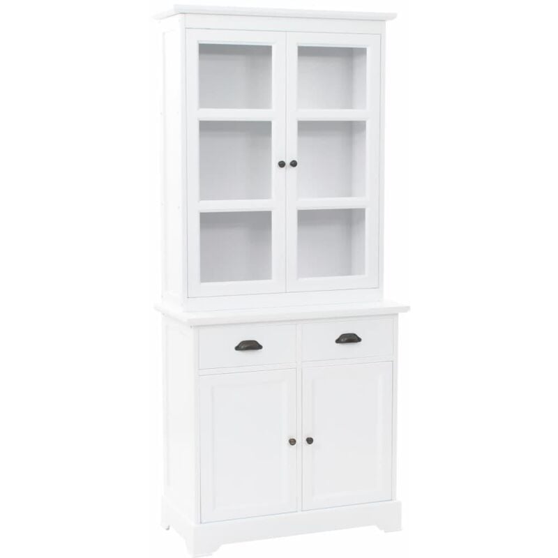 Buffet bahut armoire console meuble de rangement vaisselier avec 4 portes mdf et bois de pin 180 cm