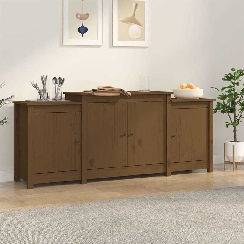 Buffet, Bahut, Armoire de rangement Marron miel 164x37x68 cm Bois massif de pin FR841427 design in