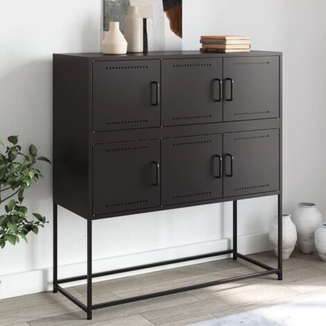 Buffet, Bahut, Armoire de rangement noir 100,5x39x107 cm acier FR771420 DESIGN IN