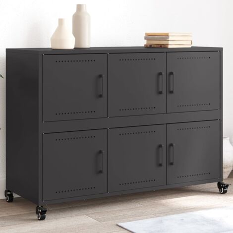 Buffet, Bahut, Armoire de rangement noir 100,5x39x72 cm acier FR570901 DESIGN IN